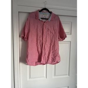 Tommy Bahama Shirt Mens Relax XXL Light Red 100% Linen Button Up Short Sleeve